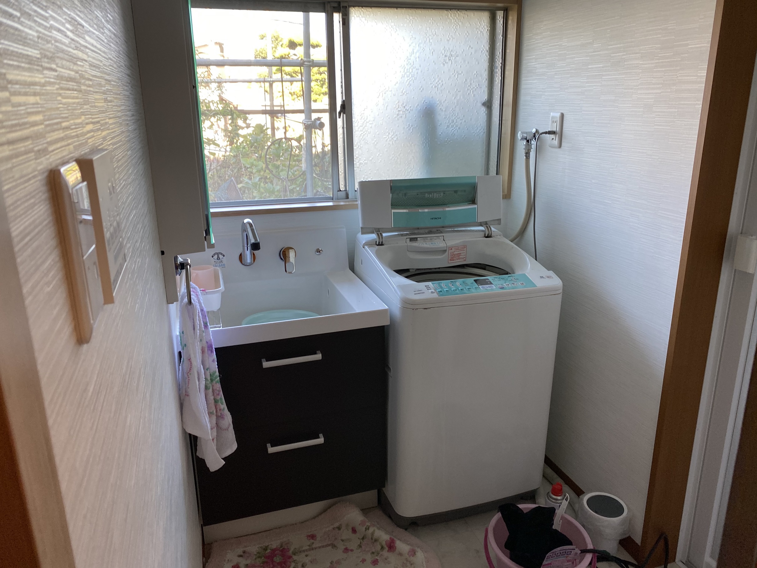 岡山県倉敷市の洗面化粧台リフォーム　～コンパクトで使いやすい～